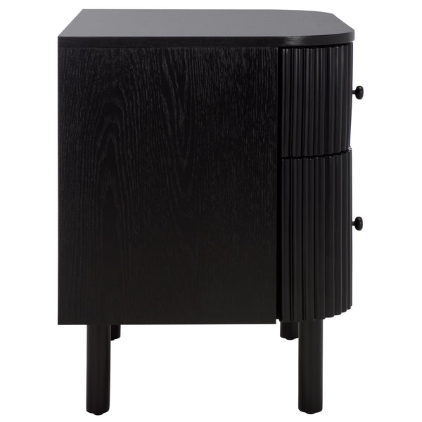 Safavieh Himanshu 2 Drawer Nightstand - Stylish Solid Wood Design For Functional Bedroom Storage Solutions Black Wood Nst6410b