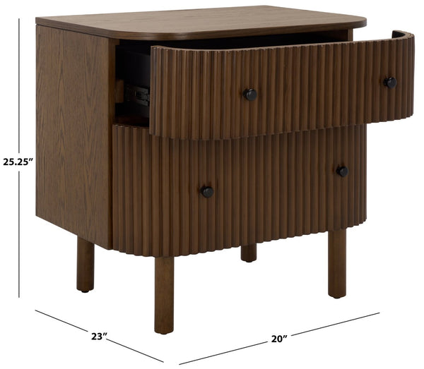Safavieh Himanshu 2-Drawer Nightstand - Stylish Solid Wood Design For Organized Bedroom Storage And Decor Medium Oak NST6410C