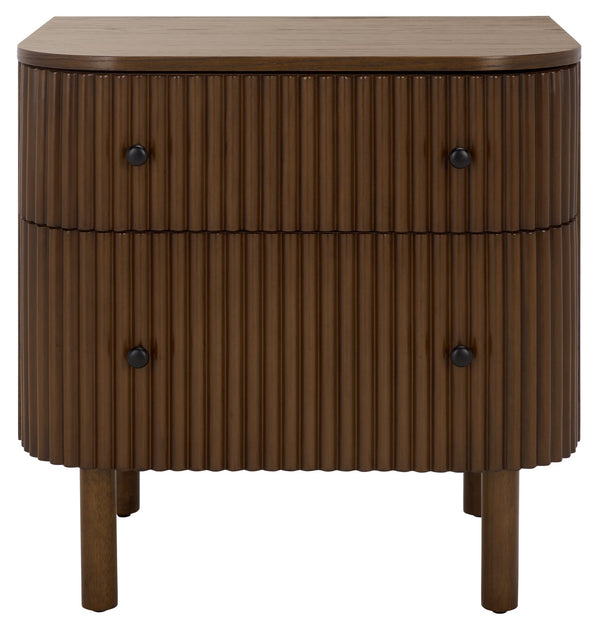 Safavieh Himanshu 2 Drawer Nightstand - Stylish Solid Wood Design For Functional Bedroom Storage Solutions Medium Oak Wood Nst6410c