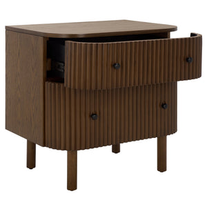 Safavieh Himanshu 2 Drawer Nightstand - Stylish Solid Wood Design For Functional Bedroom Storage Solutions Medium Oak Wood Nst6410c