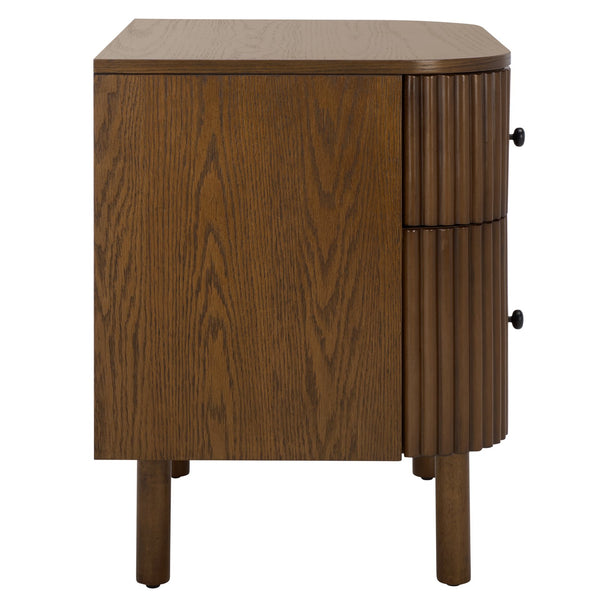 Safavieh Himanshu 2 Drawer Nightstand - Stylish Solid Wood Design For Functional Bedroom Storage Solutions Medium Oak Wood Nst6410c