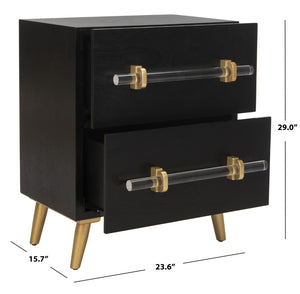 Safavieh Sienne Elegant 2-Drawer Nightstand - Mid-Century Modern Design With Chic Black Finish & Gold Accents NST6600A