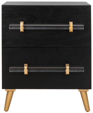 Safavieh Sienne Elegant 2-Drawer Nightstand - Mid-Century Modern Design With Chic Black Finish & Gold Accents NST6600A