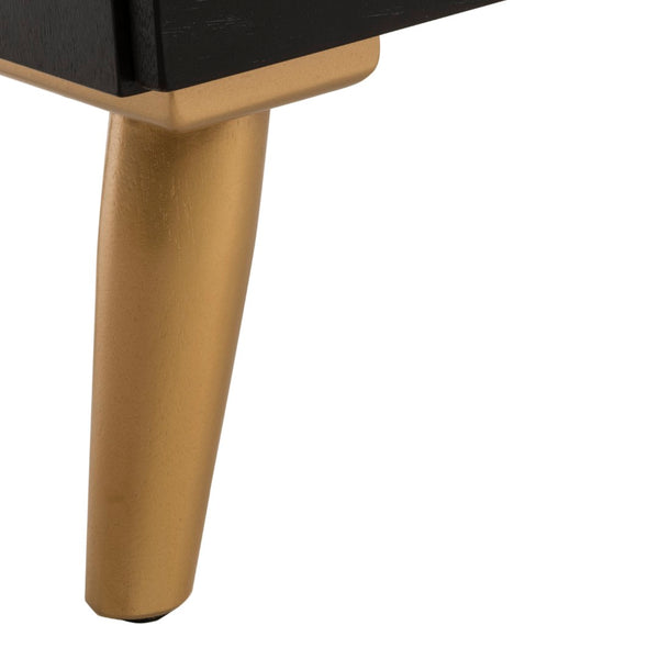 Safavieh Sienne Elegant 2-Drawer Nightstand - Mid-Century Modern Design With Chic Black Finish & Gold Accents NST6600A
