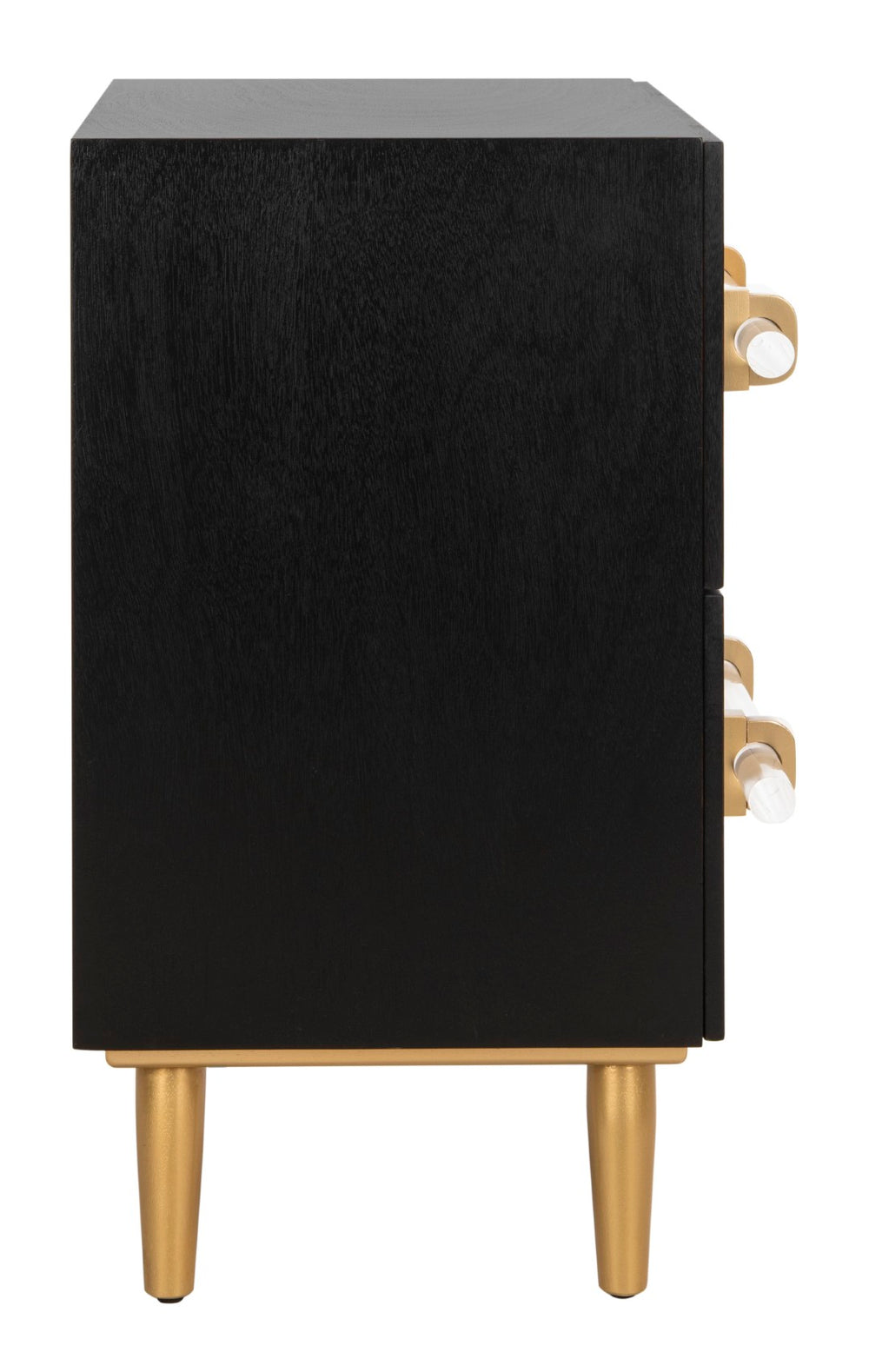 Safavieh Sienne Elegant 2-Drawer Nightstand - Mid-Century Modern Design With Chic Black Finish & Gold Accents NST6600A