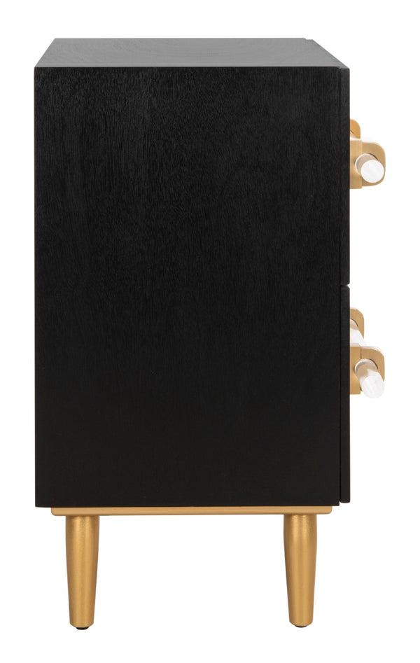 Safavieh Sienne Elegant 2-Drawer Nightstand - Mid-Century Modern Design With Chic Black Finish & Gold Accents NST6600A