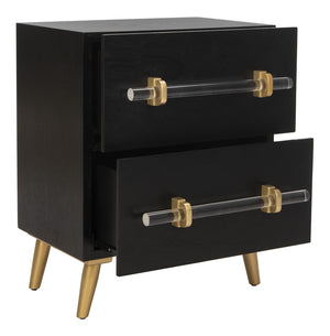 Safavieh Sienne Elegant 2-Drawer Nightstand - Mid-Century Modern Design With Chic Black Finish & Gold Accents NST6600A