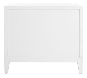 Safavieh Luiza 2-Drawer Nightstand - Chic Chinoiserie Design, Glossy White Finish & Glam Gold Hardware NST6602A