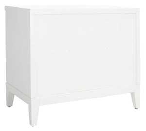 Safavieh Luiza 2-Drawer Nightstand - Chic Chinoiserie Design, Glossy White Finish & Glam Gold Hardware NST6602A
