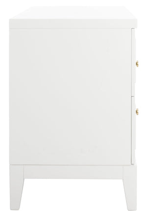 Safavieh Luiza 2-Drawer Nightstand - Chic Chinoiserie Design, Glossy White Finish & Glam Gold Hardware NST6602A