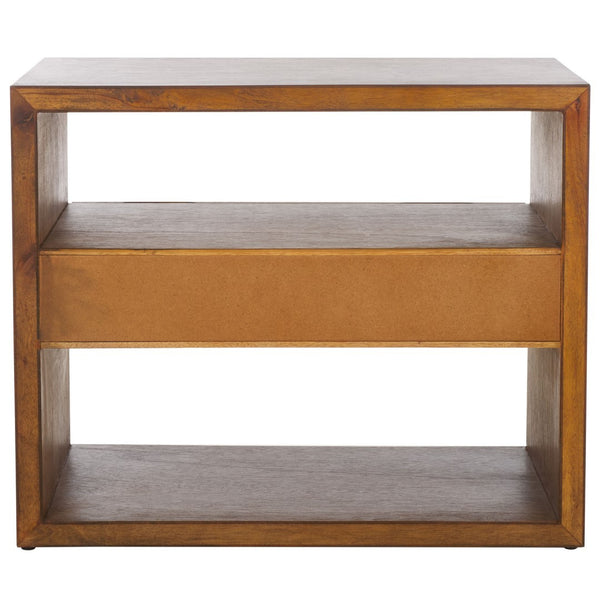 Safavieh Munson 2 Shelf 1 Drawer Nightstand Natural Bayur Wood / Mdf Veneer / Okume NST6603A