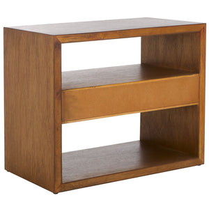 Safavieh Munson 2 Shelf 1 Drawer Nightstand Natural Bayur Wood / Mdf Veneer / Okume NST6603A