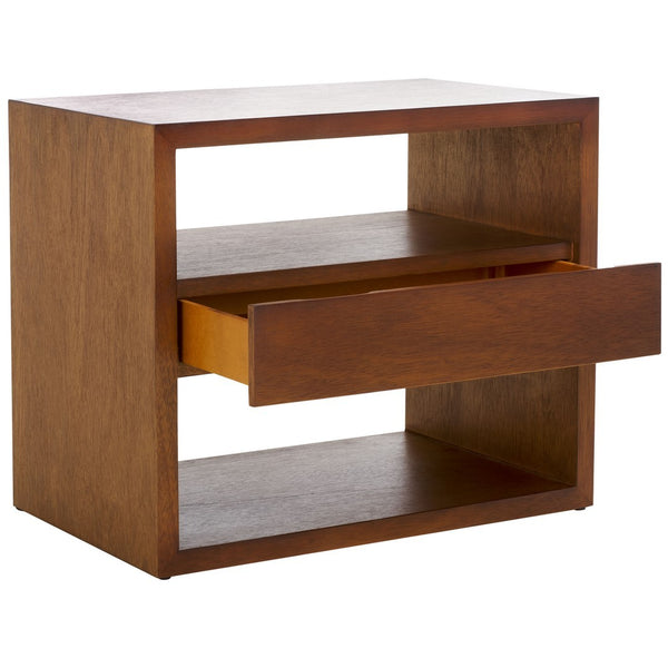 Safavieh Munson 2 Shelf 1 Drawer Nightstand Natural Bayur Wood / Mdf Veneer / Okume NST6603A