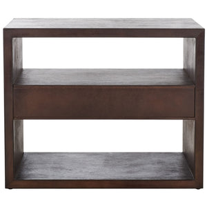 Safavieh Munson 2 Shelf 1 Drawer Nightstand Dark Oak Bayur Wood / Mdf Veneer / Okume NST6603B