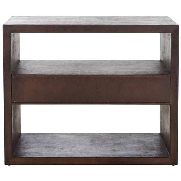 Safavieh Munson 2 Shelf 1 Drawer Nightstand Dark Oak Bayur Wood / Mdf Veneer / Okume NST6603B