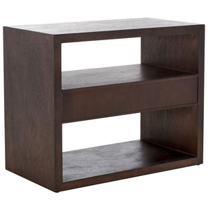 Safavieh Munson 2 Shelf 1 Drawer Nightstand Dark Oak Bayur Wood / Mdf Veneer / Okume NST6603B