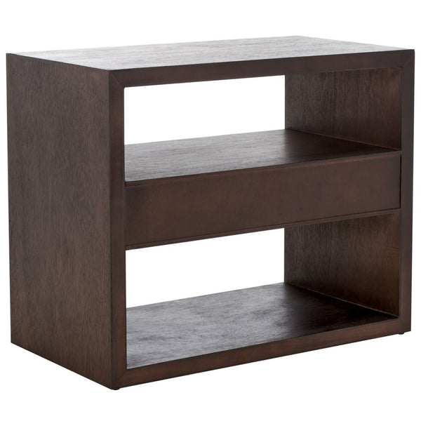 Safavieh Munson 2 Shelf 1 Drawer Nightstand Dark Oak Bayur Wood / Mdf Veneer / Okume NST6603B
