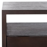 Safavieh Munson 2 Shelf 1 Drawer Nightstand Dark Oak Bayur Wood / Mdf Veneer / Okume NST6603B