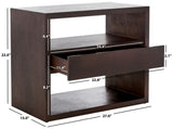 Safavieh Munson 2 Shelf 1 Drawer Nightstand Dark Oak Bayur Wood / Mdf Veneer / Okume NST6603B
