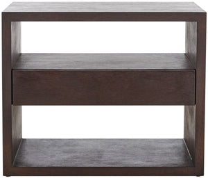 Safavieh Munson 2 Shelf 1 Drawer Nightstand Dark Oak Bayur Wood / Mdf Veneer / Okume NST6603B