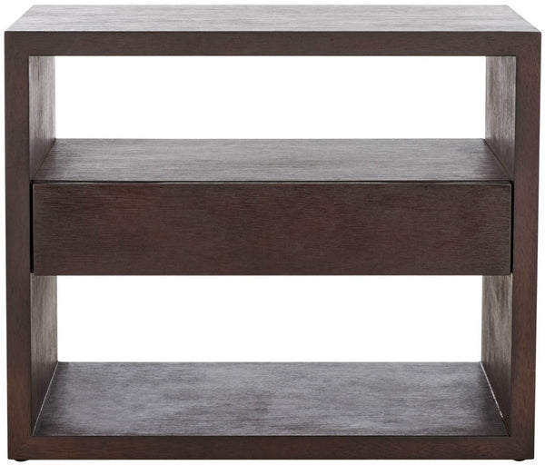 Safavieh Munson 2 Shelf 1 Drawer Nightstand Dark Oak Bayur Wood / Mdf Veneer / Okume NST6603B