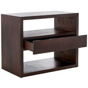 Safavieh Munson 2 Shelf 1 Drawer Nightstand Dark Oak Bayur Wood / Mdf Veneer / Okume NST6603B