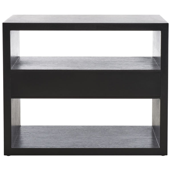 Safavieh Munson 2 Shelf 1 Drawer Nightstand Black Bayur Wood / Mdf Veneer / Okume NST6603C