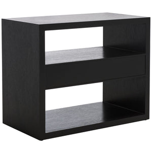 Safavieh Munson 2 Shelf 1 Drawer Nightstand Black Bayur Wood / Mdf Veneer / Okume NST6603C