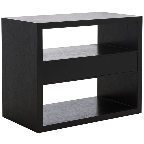 Safavieh Munson 2 Shelf 1 Drawer Nightstand Black Bayur Wood / Mdf Veneer / Okume NST6603C