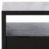Safavieh Munson 2 Shelf 1 Drawer Nightstand Black Bayur Wood / Mdf Veneer / Okume NST6603C