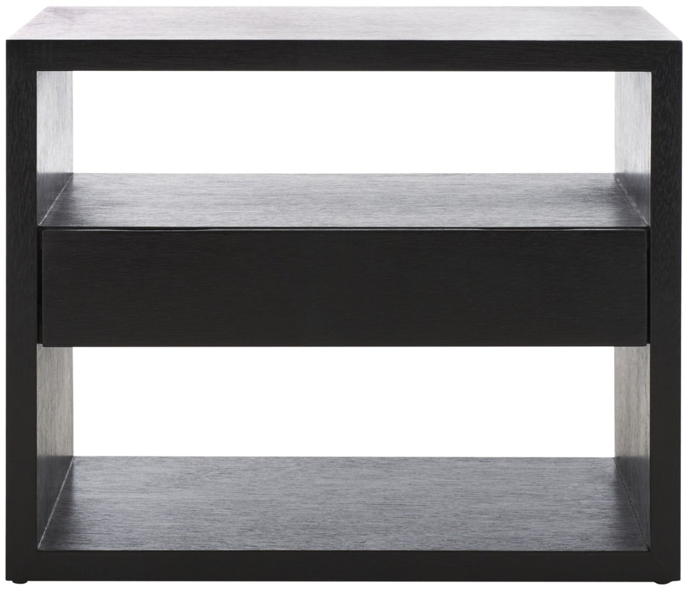 Safavieh Munson Contemporary Nightstand With 2 Shelves & 1 Drawer For Stylish Bedroom Storage Solutions Black NST6603C