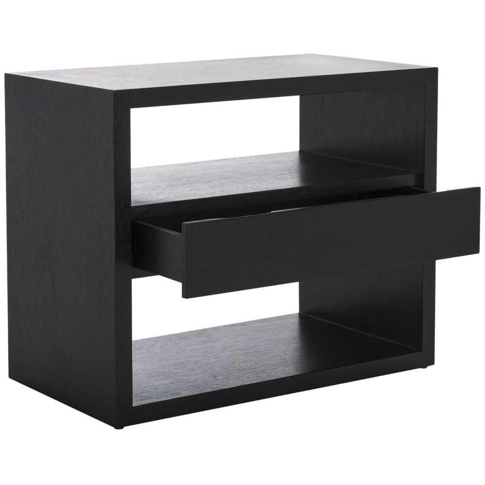 Safavieh Munson Contemporary Nightstand With 2 Shelves & 1 Drawer For Stylish Bedroom Storage Solutions Black NST6603C
