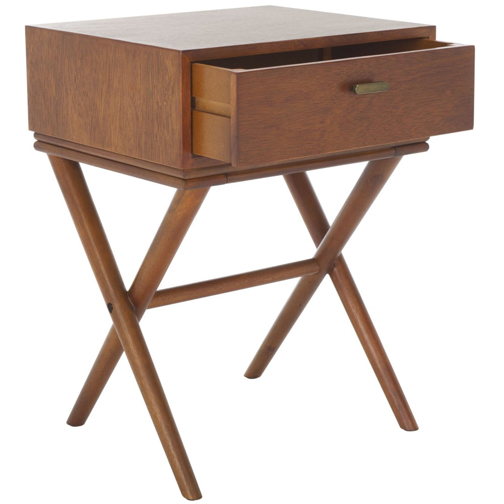 Safavieh Sixtine Nightstand - Chic Couture-Style Design With Brass Pull & Ample Storage For Modern Spaces NST6604A