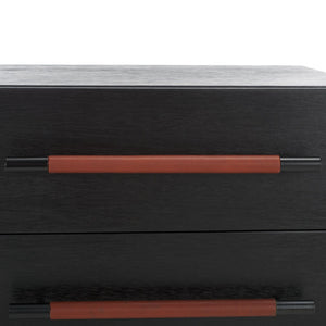 Safavieh Tiona 2 Drawer Nightstand – Stylish Storage Solution For Bedroom Essentials With Timeless Elegance Black / Brown NST6605A