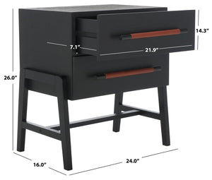 Safavieh Tiona 2 Drawer Nightstand – Stylish Storage Solution For Bedroom Essentials With Timeless Elegance Black / Brown NST6605A