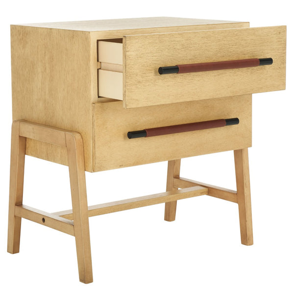 Safavieh Tiona 2 Drawer Nightstand – Stylish Storage Solution For Bedroom Essentials With Timeless Elegance Natural / Brown NST6605B