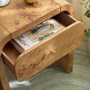 Safavieh Hinata 1 Drawer Nightstand - Elegant White Wash Wood Veneer For Minimalist Bedroom Storage Solutions Natural Wood Nst6607a