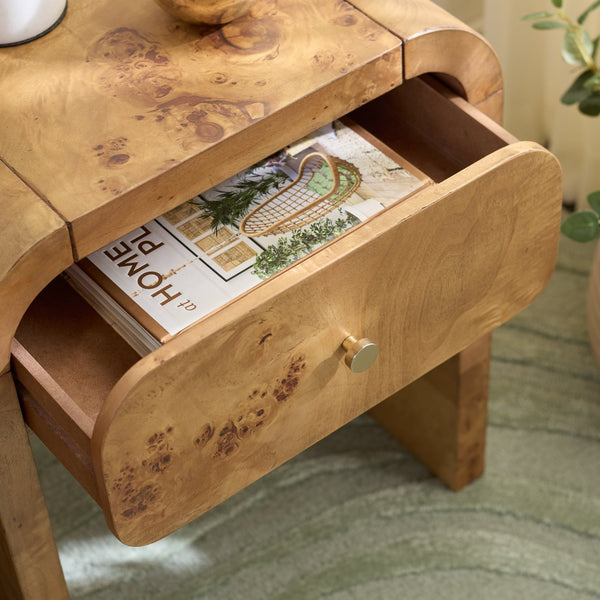 Safavieh Hinata 1 Drawer Nightstand - Elegant White Wash Wood Veneer For Minimalist Bedroom Storage Solutions Natural Wood Nst6607a