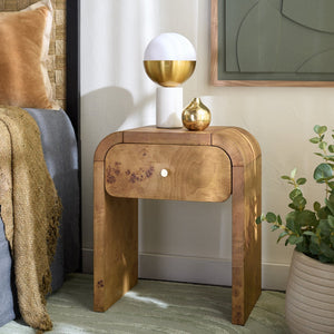 Safavieh Hinata 1 Drawer Nightstand - Elegant White Wash Wood Veneer For Minimalist Bedroom Storage Solutions Natural Wood Nst6607a