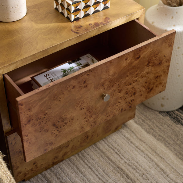 Safavieh Tahan 2 Drawer Nightstand - Elegant Natural Burl Wood Design With Ample Storage For Any Bedroom Natural Wood Nst6608a