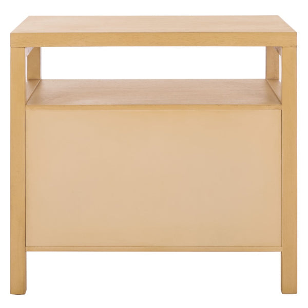 Safavieh Maruba Natural Wood Nightstand With Rattan Detailing - 2 Drawers & Open Shelf For Stylish Storage NST6610A