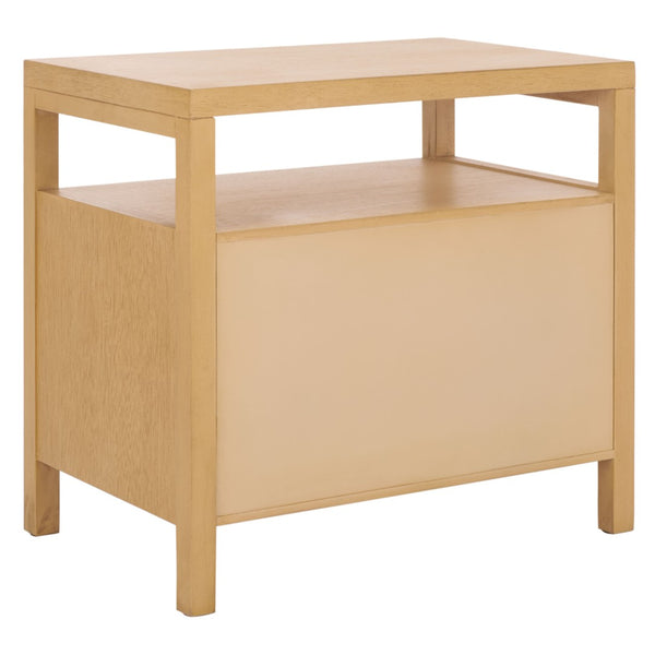 Safavieh Maruba Natural Wood Nightstand With Rattan Detailing - 2 Drawers & Open Shelf For Stylish Storage NST6610A