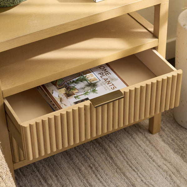 Safavieh Maruba 2 Drawer Nightstand With Shelf - Stylish Natural Wood & Rattan Storage For Your Bedroom Natural Wood Nst6610a