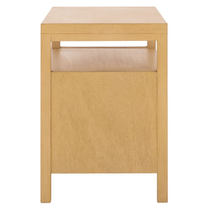 Safavieh Maruba Natural Wood Nightstand With Rattan Detailing - 2 Drawers & Open Shelf For Stylish Storage NST6610A