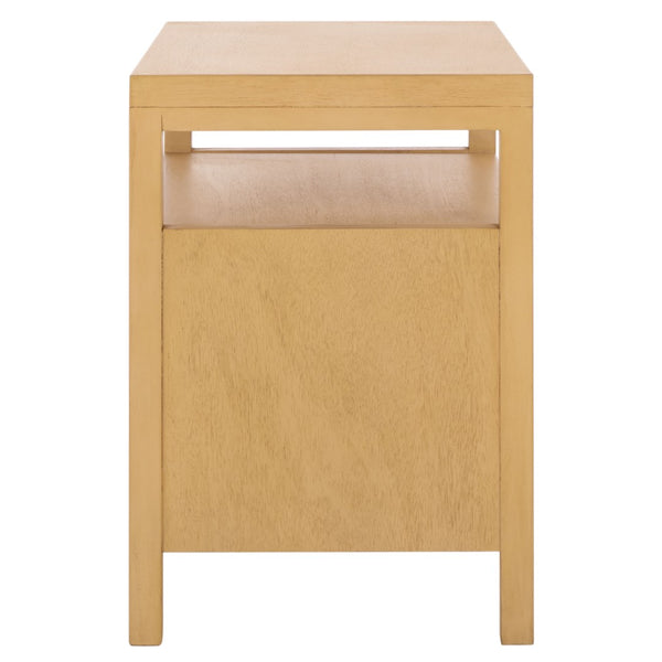 Safavieh Maruba Natural Wood Nightstand With Rattan Detailing - 2 Drawers & Open Shelf For Stylish Storage NST6610A