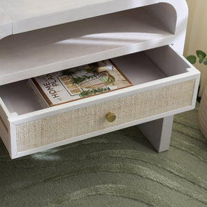 Safavieh Prisha 1 Shelf 1 Drawer Nightstand - Elegant White Wash Design For Modern Home Decor & Storage White Washed Wood Nst6611a