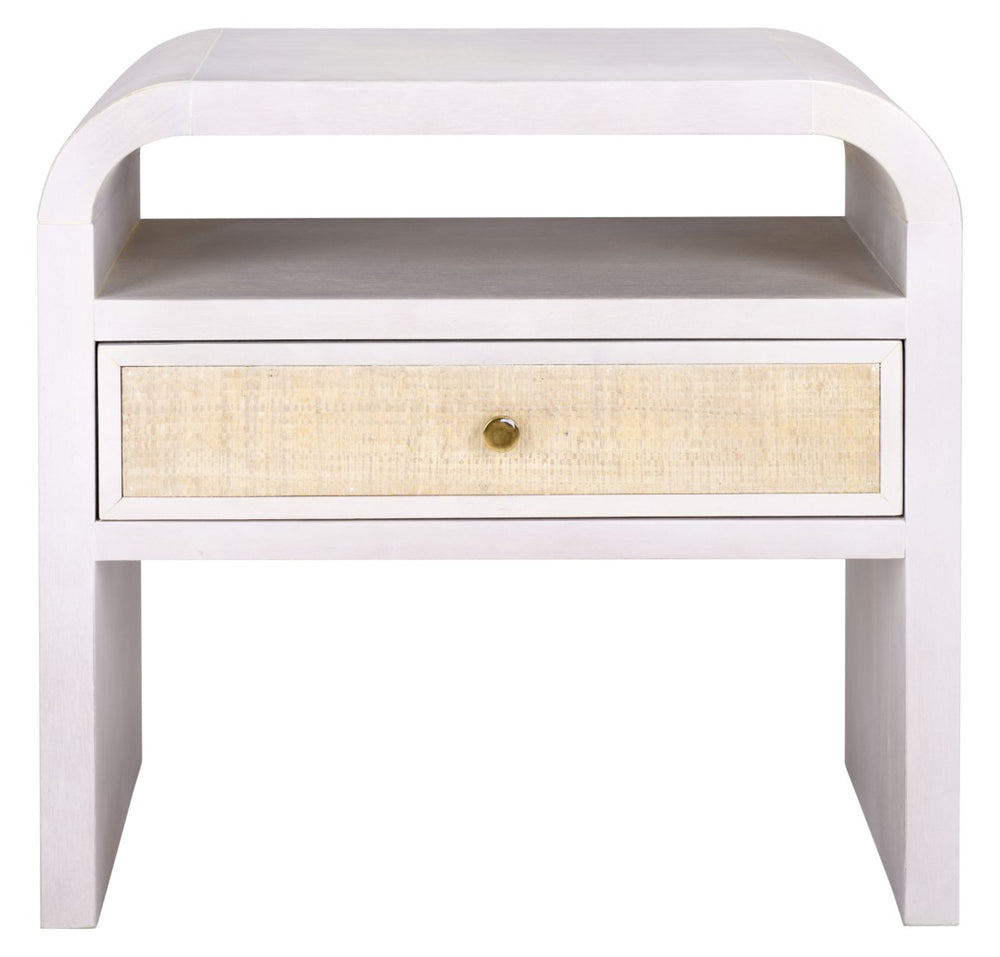Safavieh Prisha Elegant One-Shelf, One-Drawer Nightstand In White-Wash Finish For Stylish Bedroom Storage NST6611A