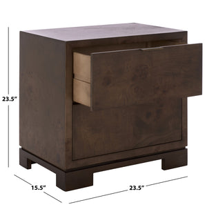 Safavieh Lavana 2 Drawer Nightstand - Elegant Dark Oak Storage Solution With Minimalist Design For Bedrooms NST6612A