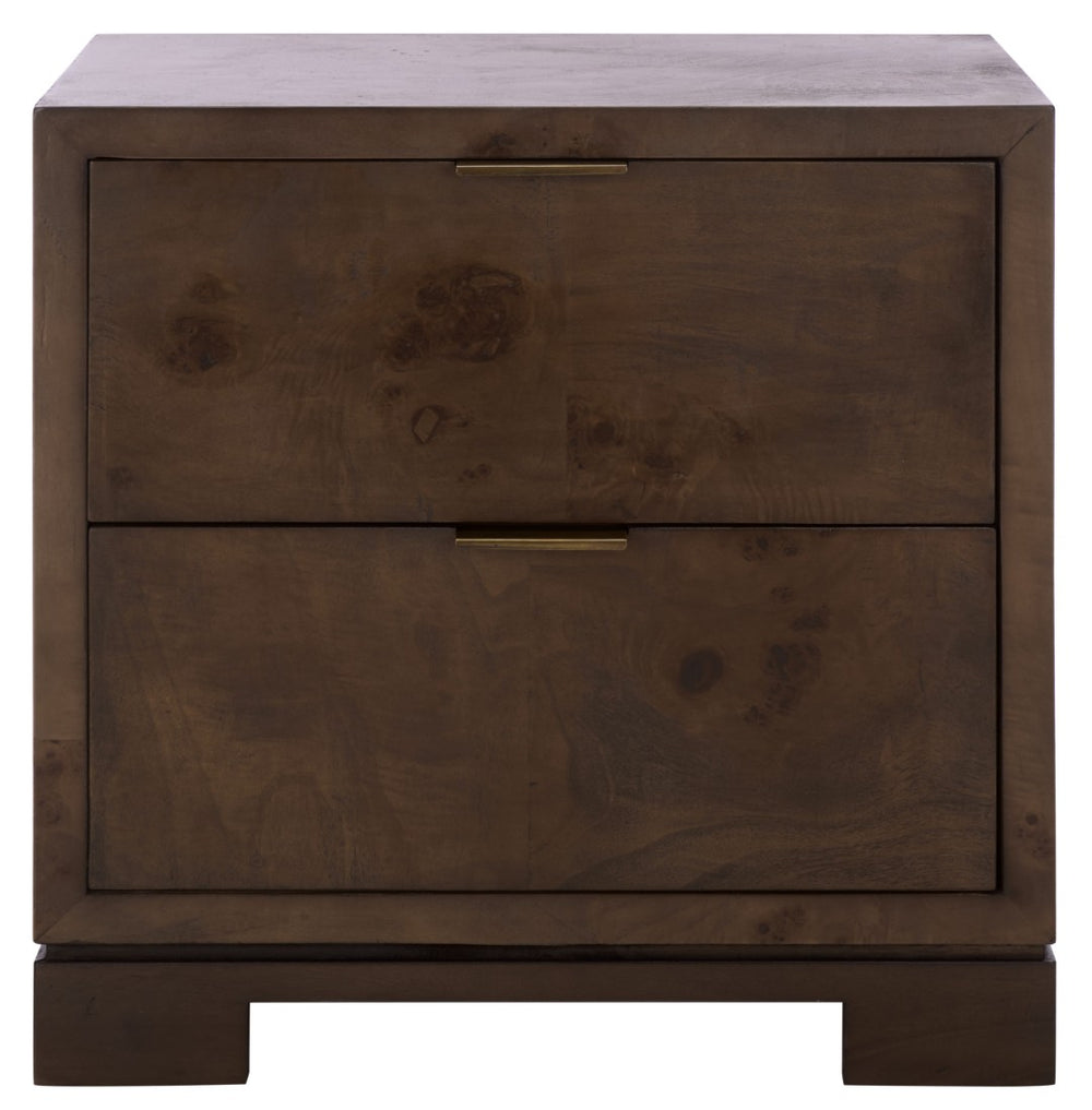 Safavieh Lavana 2 Drawer Nightstand - Elegant Dark Oak Storage Solution With Minimalist Design For Bedrooms NST6612A