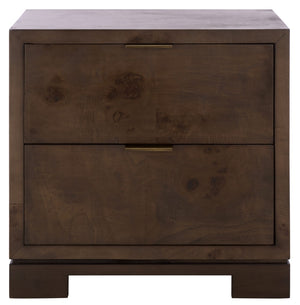 Safavieh Lavana 2 Drawer Nightstand - Elegant Dark Oak Storage Solution With Minimalist Design For Bedrooms NST6612A